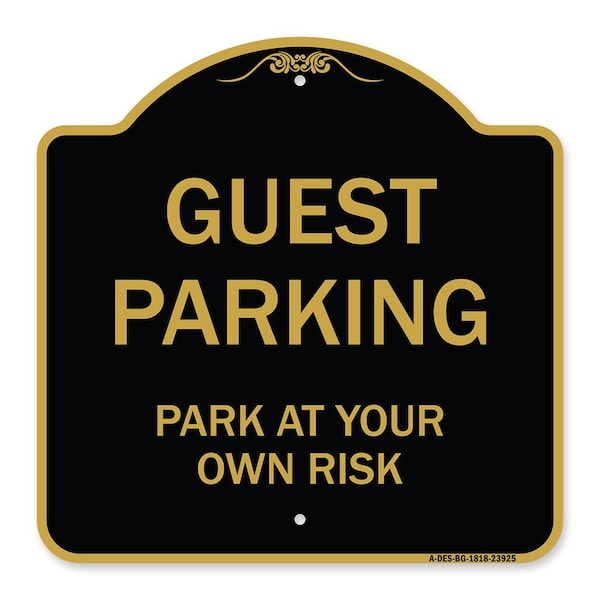 Signmission Designer Series Sign-Guest Parking, Black & Gold Aluminum Sign, 18" x 18", BG-1818-23925 A-DES-BG-1818-23925 - main